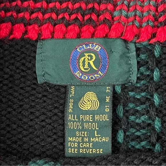 Vintage Club Room 100% Pure Wool Plaid Oversized Heavyweight Sweater Grandpa - Picture 3 of 7